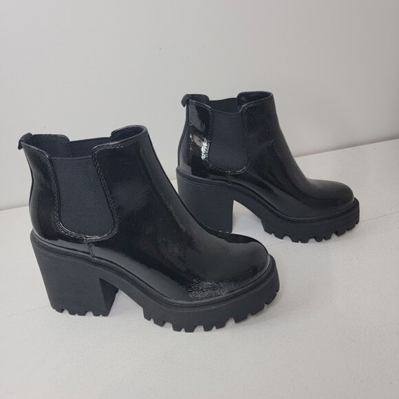 Soda Womens Black Chunky Platform Ankle Boots Size 6 Slip On Y2K Grunge Neutral - Picture 3 of 13